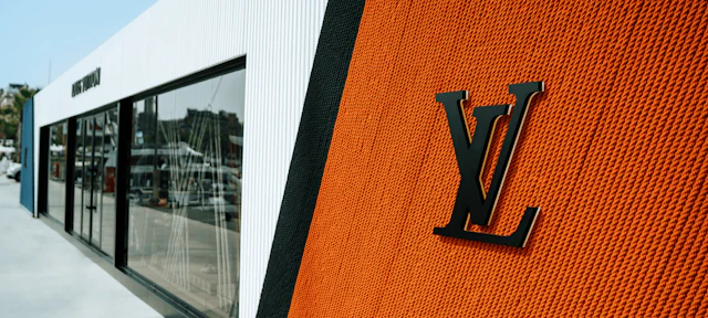Luxury brand storefront with large black